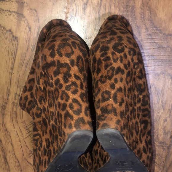 Gianni Bini Leopard Slouch Wedge Ankle Boots 7 - Picture 5 of 11